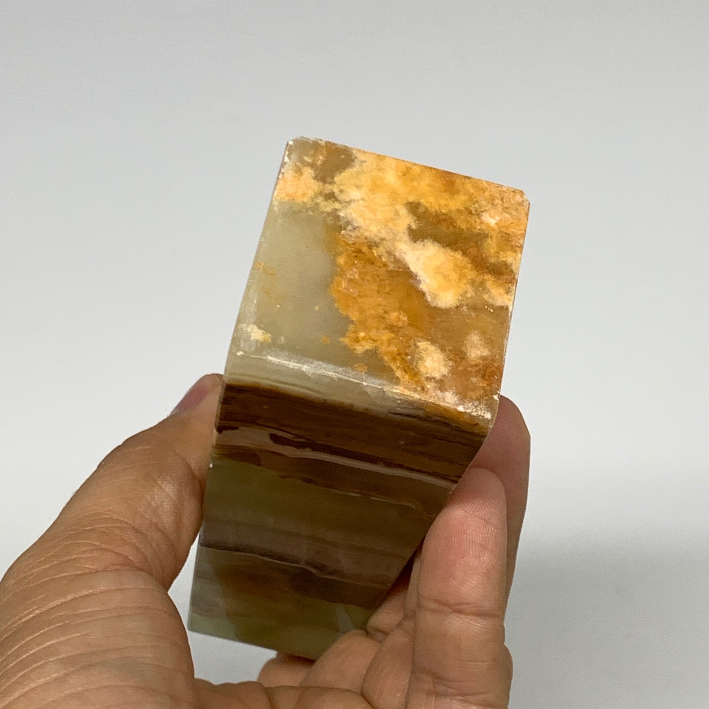 0.87 lbs, 4.7"x1.7"x1.5", Green Onyx Point Tower Obelisk Crystal @Afghanistan, B