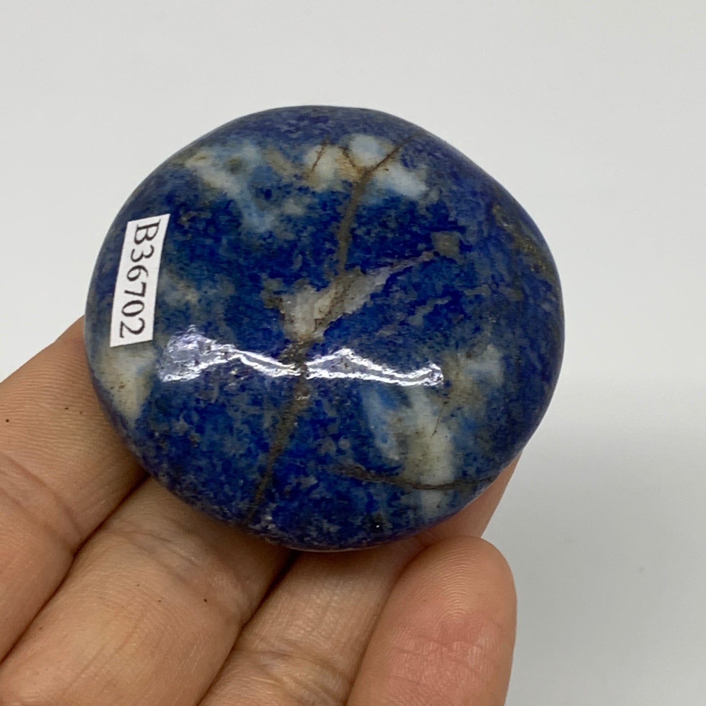 77.3g, 1.9"x1.9"x0.9", Natural Lapis Lazuli Palm Stone @Afghanistan, B36702