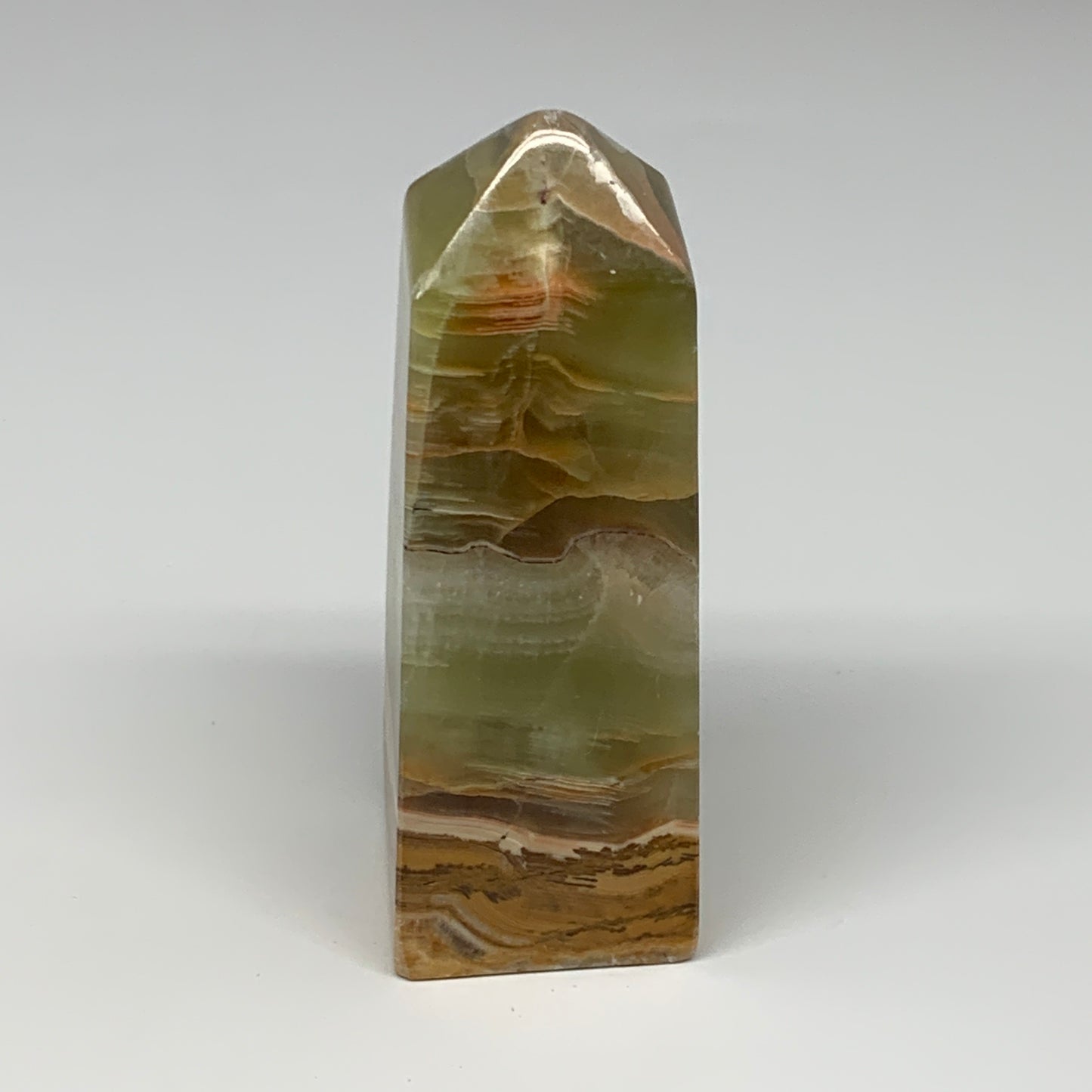 0.87 lbs, 4.7"x1.7"x1.5", Green Onyx Point Tower Obelisk Crystal @Afghanistan, B