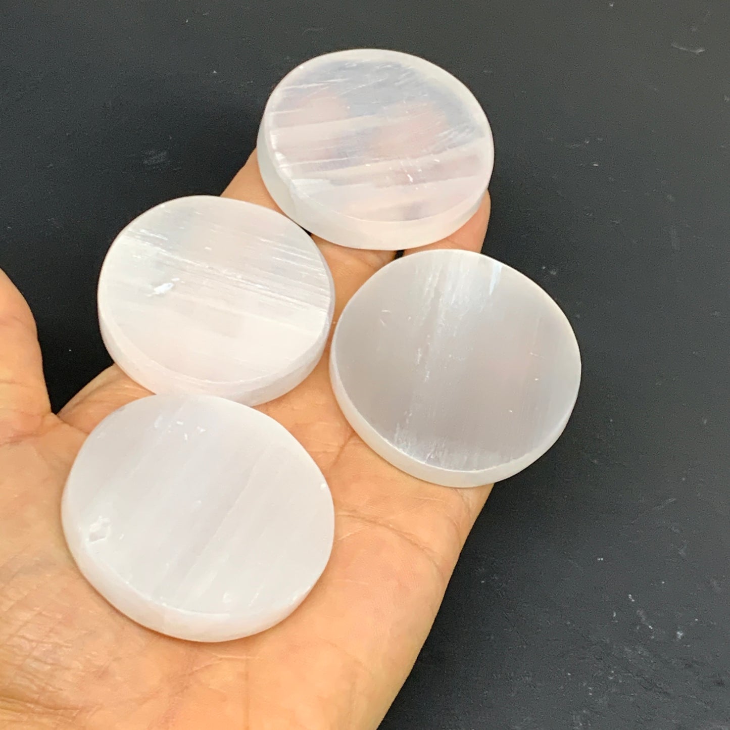 1pcs, 2"x0.4", 40g-50g, Selenite Crystal Round Disc Shape, B35983