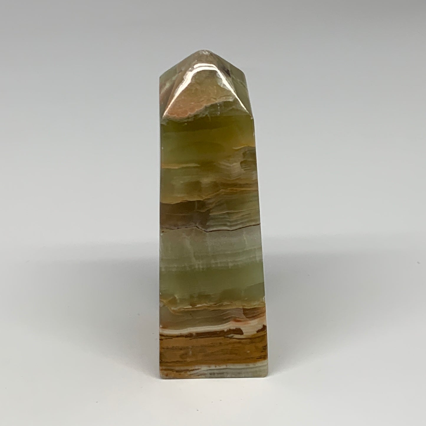 0.87 lbs, 4.7"x1.7"x1.5", Green Onyx Point Tower Obelisk Crystal @Afghanistan, B