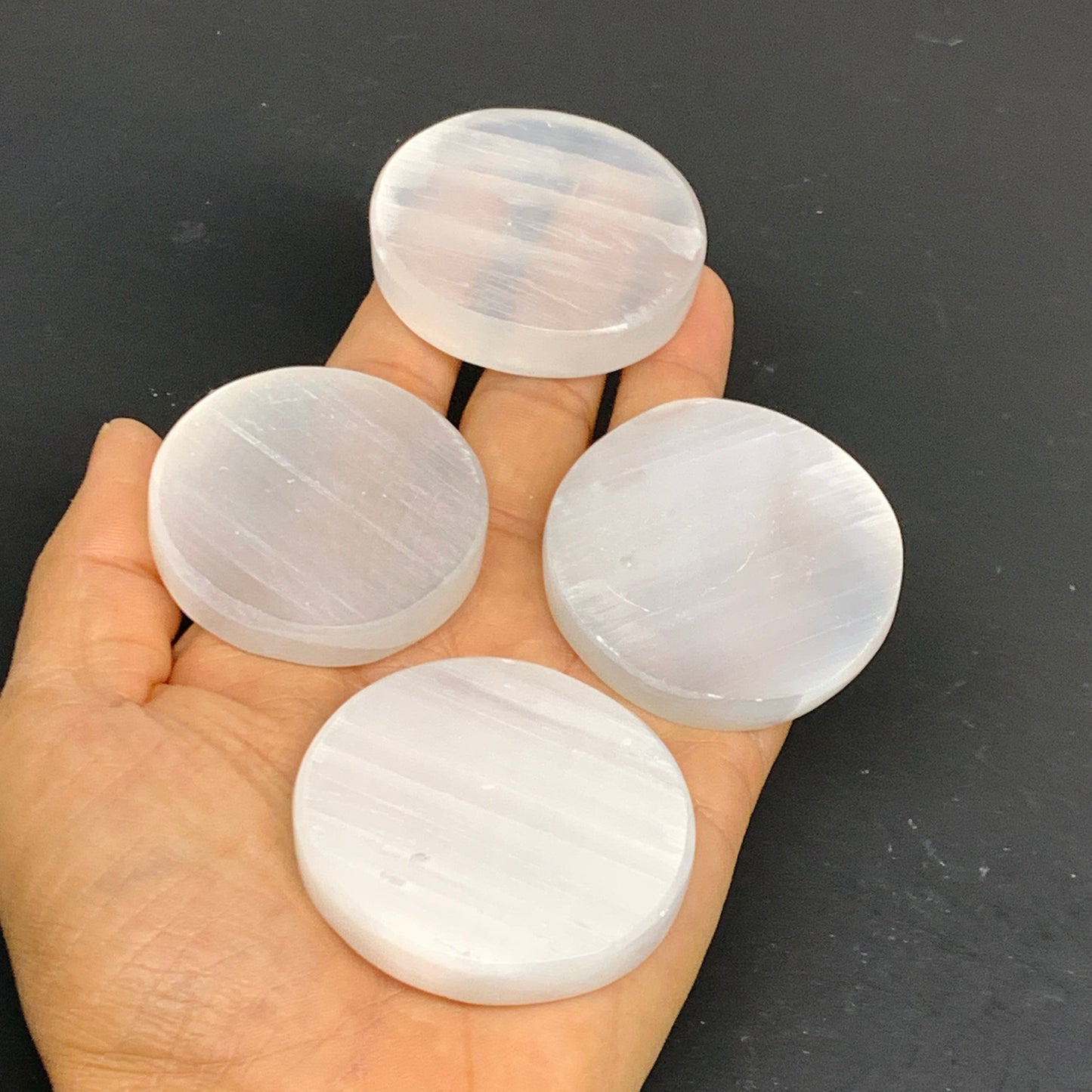 1pcs, 2"x0.4", 40g-50g, Selenite Crystal Round Disc Shape, B35983