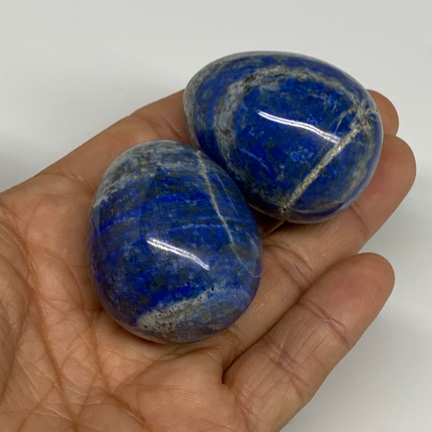 156.7g, 1.5"-1.6", 2pcs, Natural Lapis Lazuli Egg Polished @Afghanistan, B30401