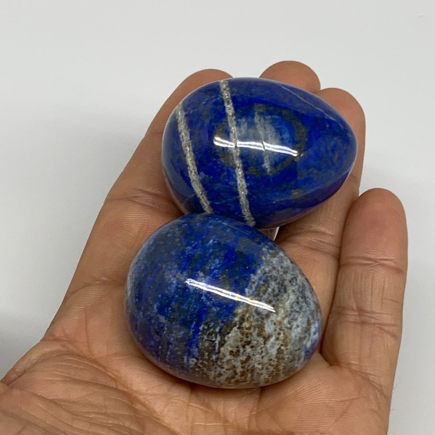 156.7g, 1.5"-1.6", 2pcs, Natural Lapis Lazuli Egg Polished @Afghanistan, B30401