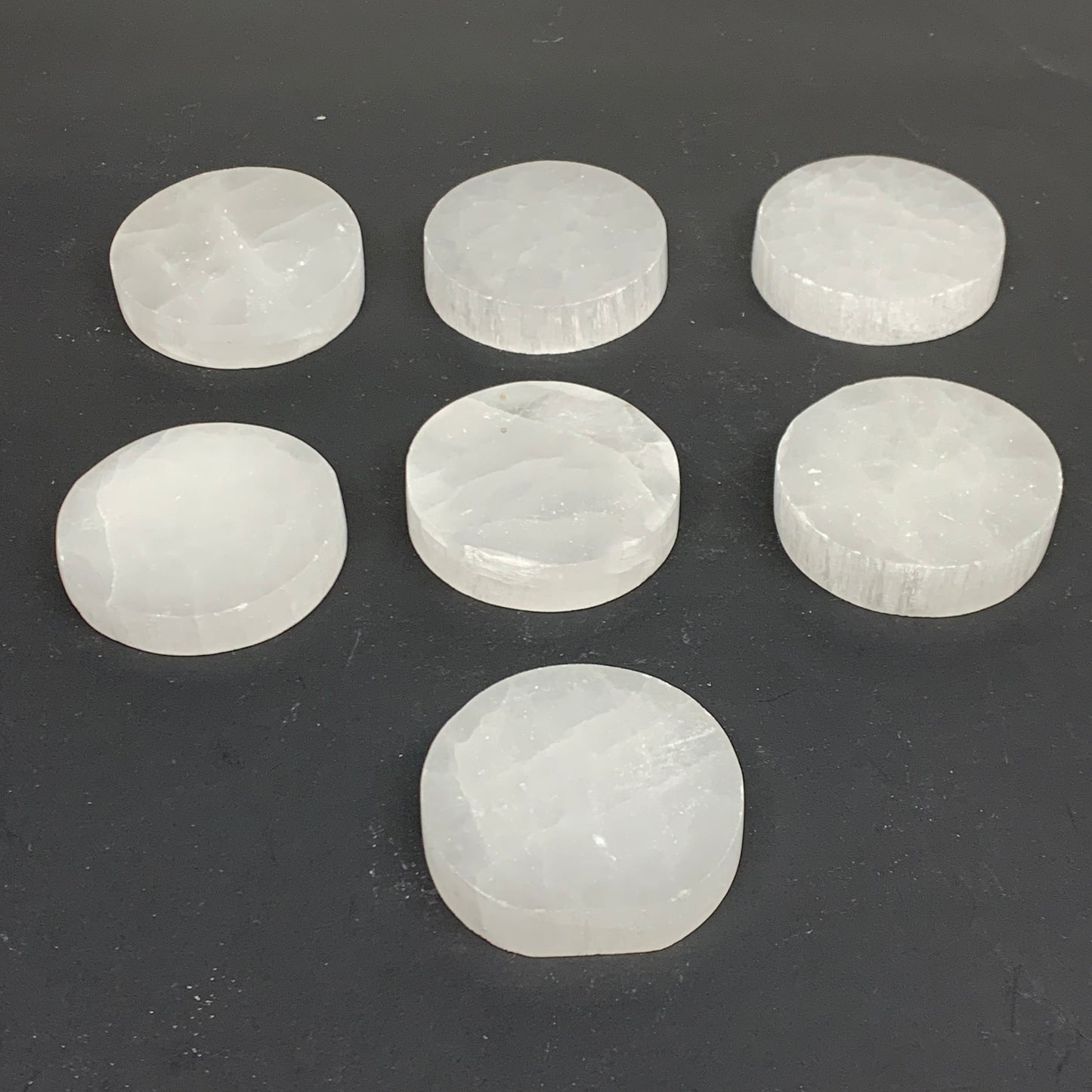1pcs, 2.4"x0.6, 90g-105g, Selenite Crystal Round Disc Shape, B35984