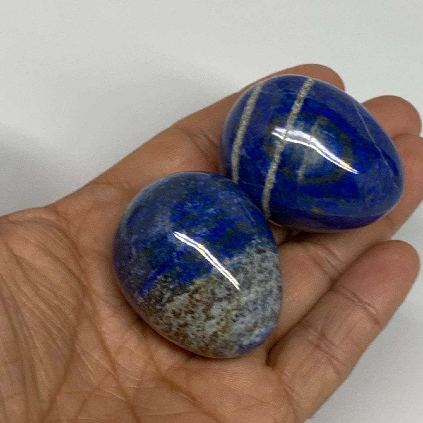 156.7g, 1.5"-1.6", 2pcs, Natural Lapis Lazuli Egg Polished @Afghanistan, B30401