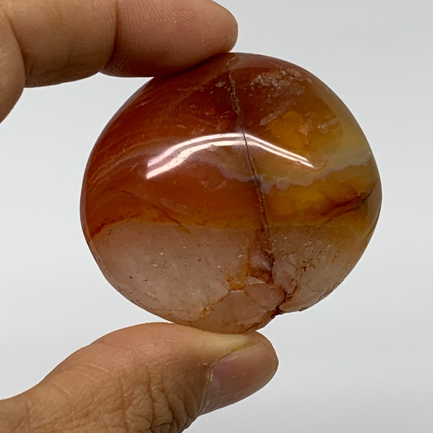 203.3g, 1.8"-2", 3pcs, Red Carnelian Palm-Stone Gem Crystal Polished, B37610