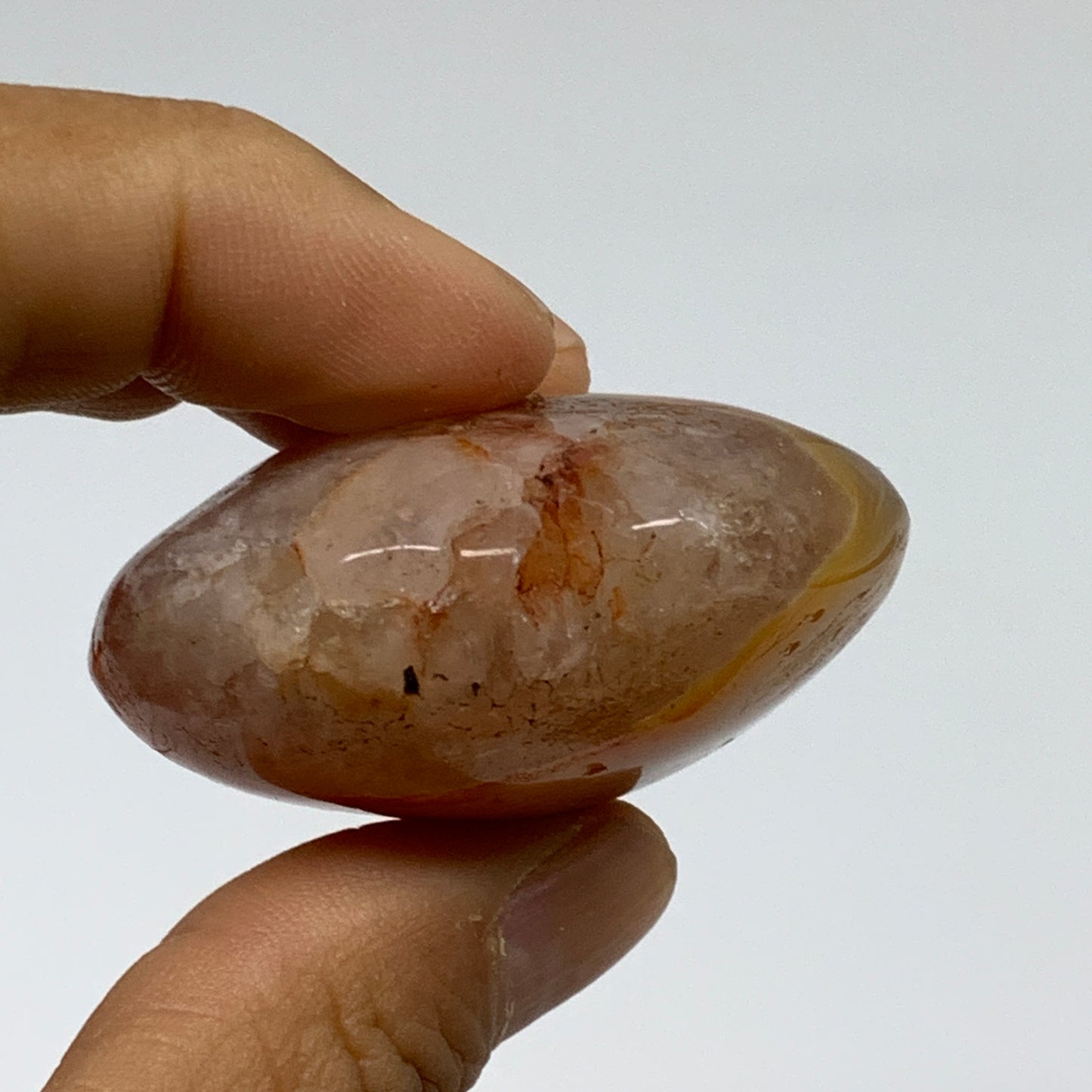 203.3g, 1.8"-2", 3pcs, Red Carnelian Palm-Stone Gem Crystal Polished, B37610