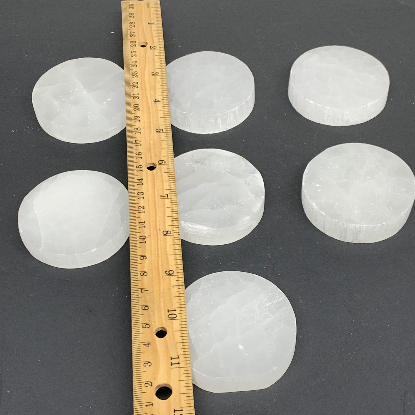 1pcs, 2.4"x0.6, 90g-105g, Selenite Crystal Round Disc Shape, B35984