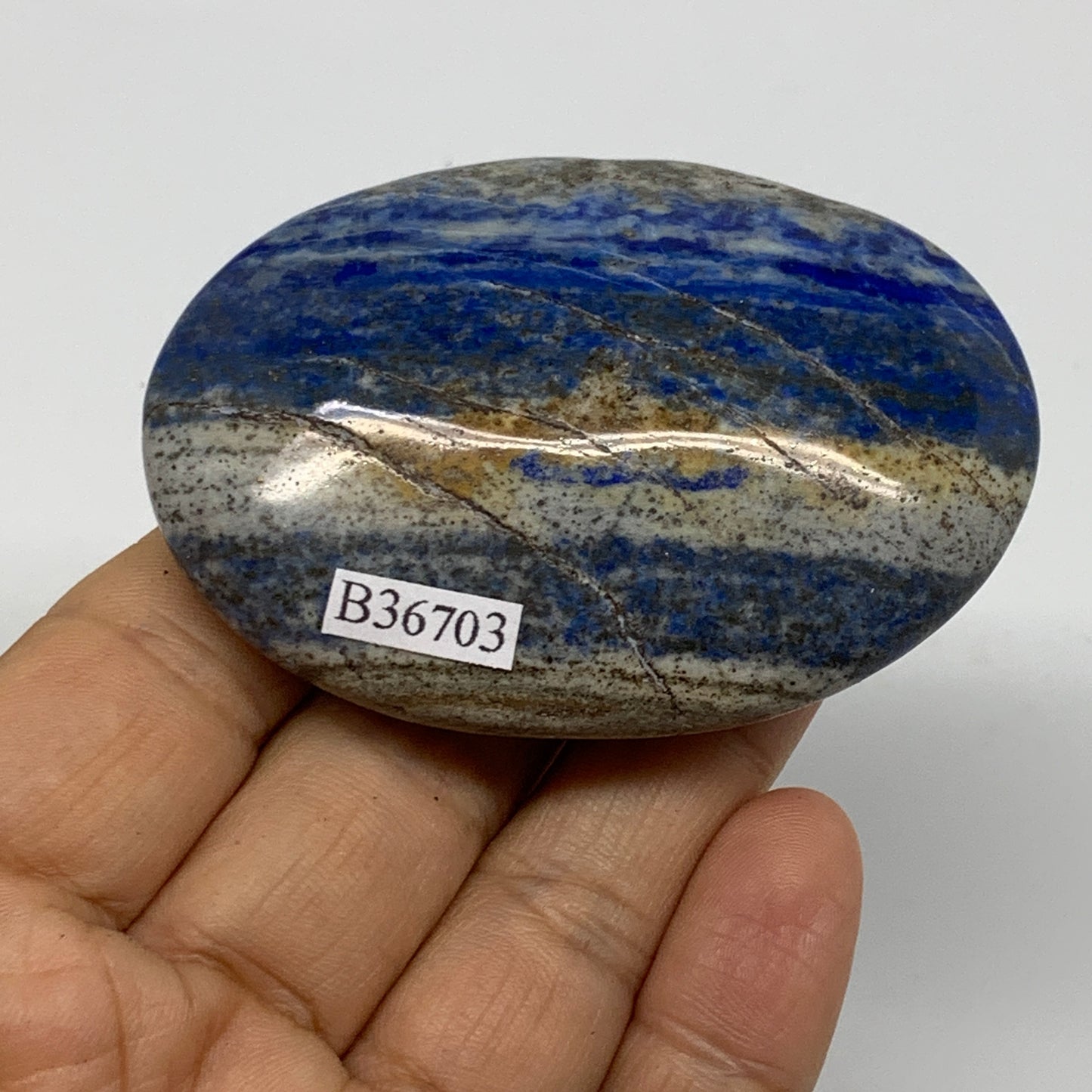 100g, 2.7"x1.9"x0.8", Natural Lapis Lazuli Palm Stone @Afghanistan, B36703