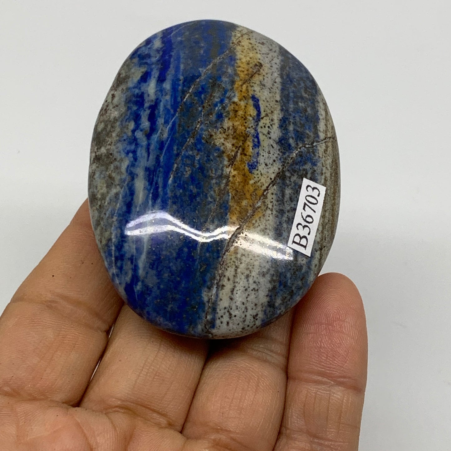 100g, 2.7"x1.9"x0.8", Natural Lapis Lazuli Palm Stone @Afghanistan, B36703