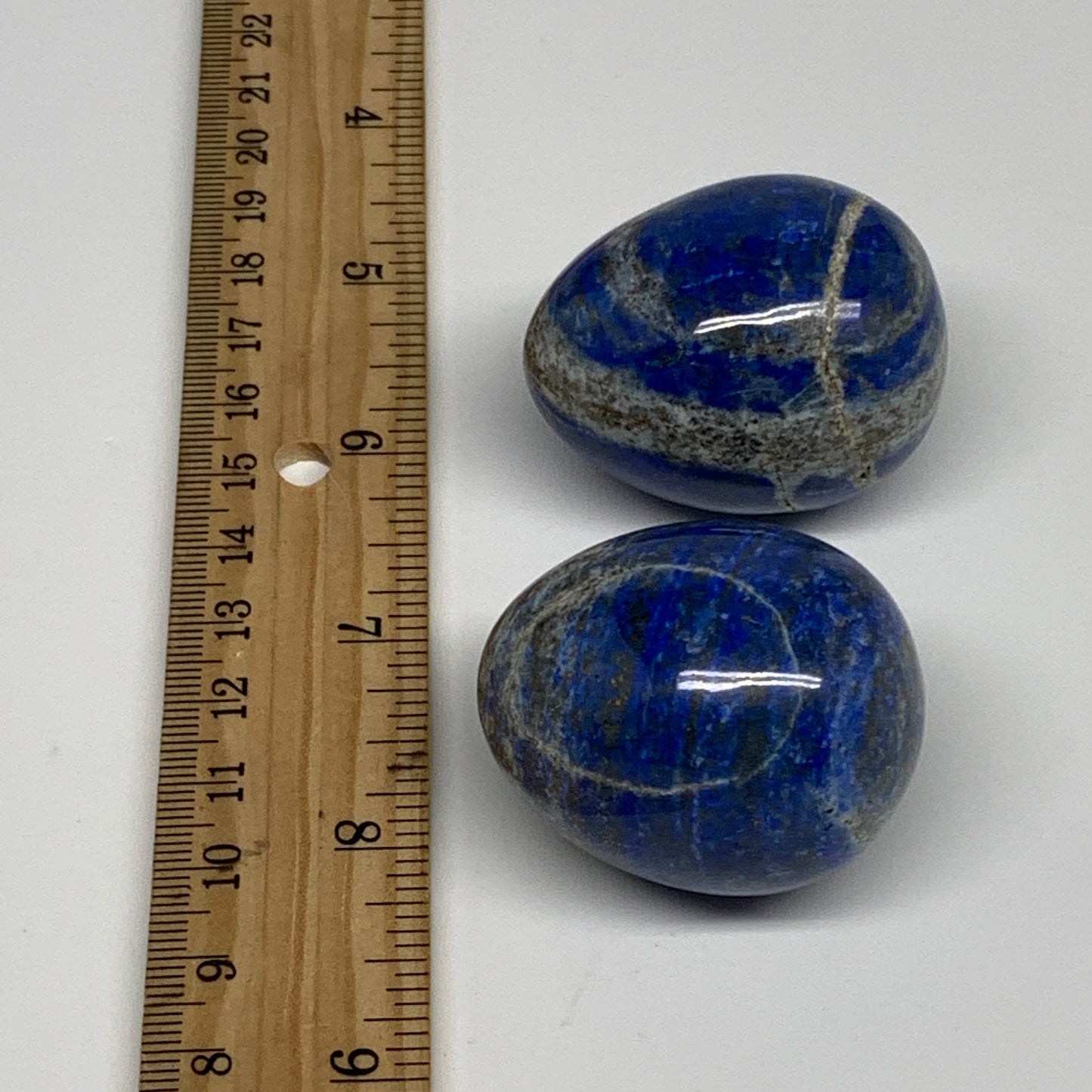 156.7g, 1.5"-1.6", 2pcs, Natural Lapis Lazuli Egg Polished @Afghanistan, B30401