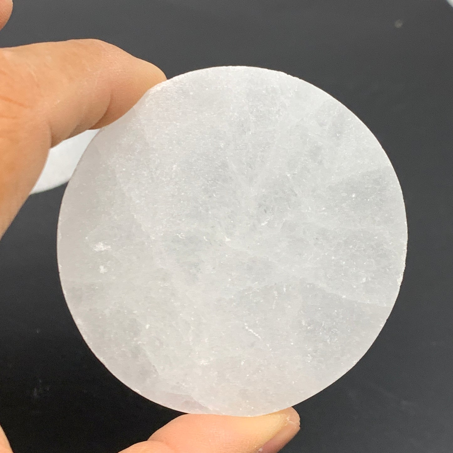 1pcs, 2.4"x0.6, 90g-105g, Selenite Crystal Round Disc Shape, B35984