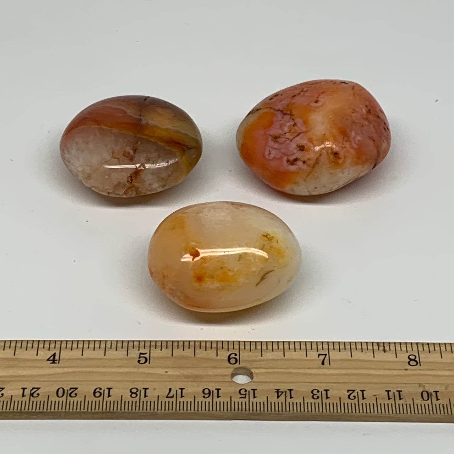 203.3g, 1.8"-2", 3pcs, Red Carnelian Palm-Stone Gem Crystal Polished, B37610