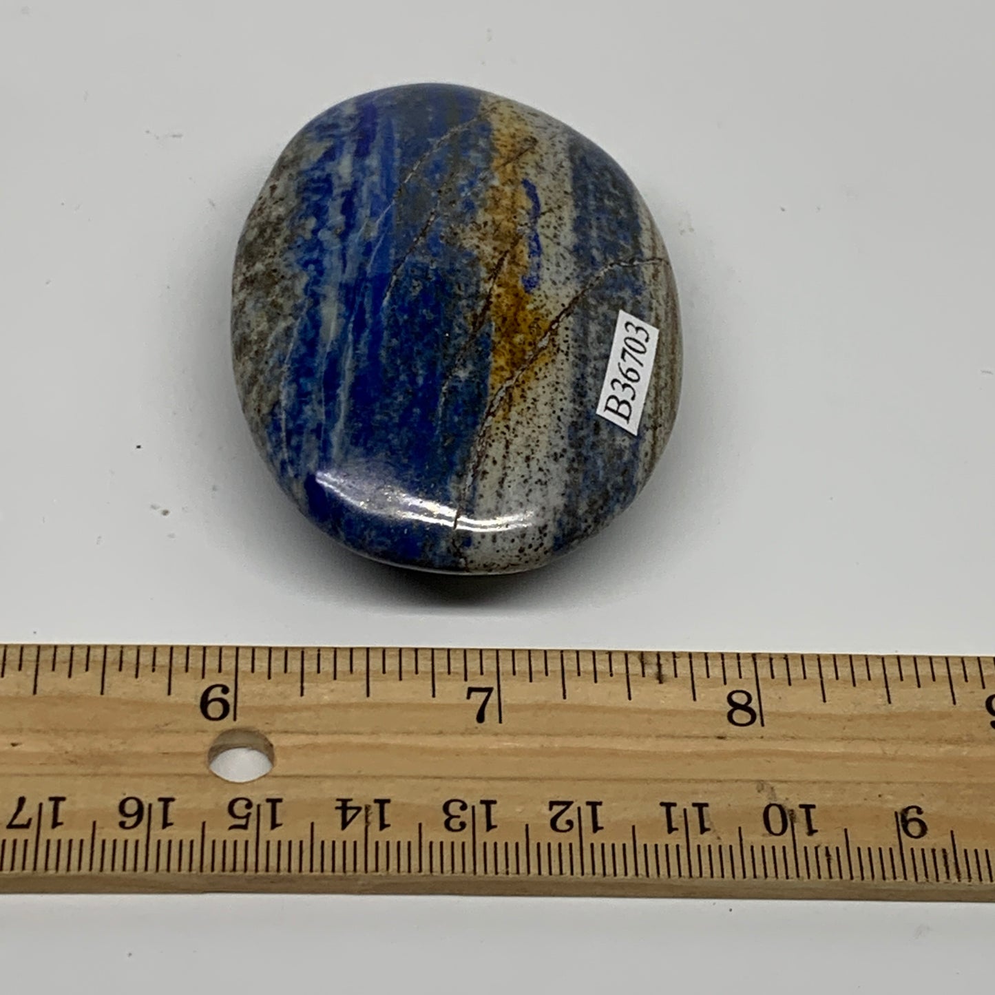 100g, 2.7"x1.9"x0.8", Natural Lapis Lazuli Palm Stone @Afghanistan, B36703