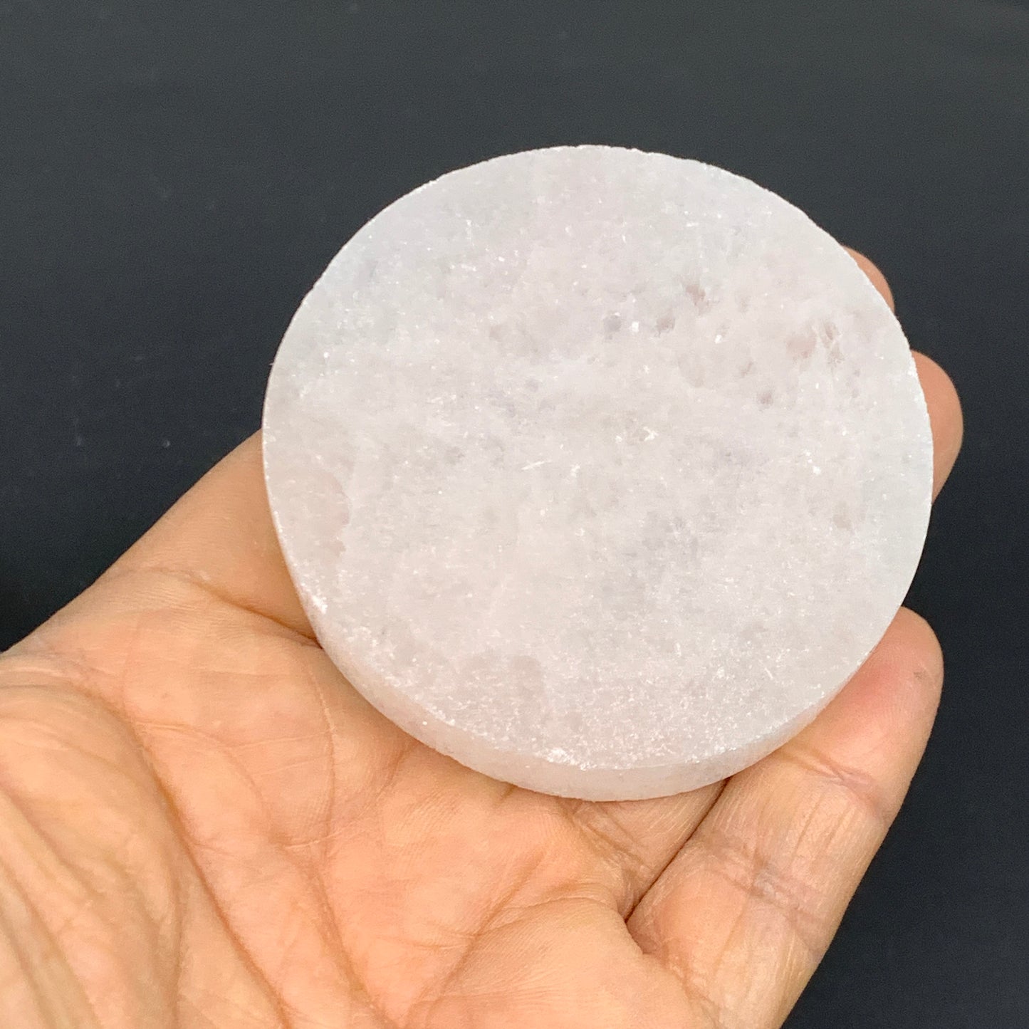 1pcs, 2.4"x0.6, 90g-105g, Selenite Crystal Round Disc Shape, B35984