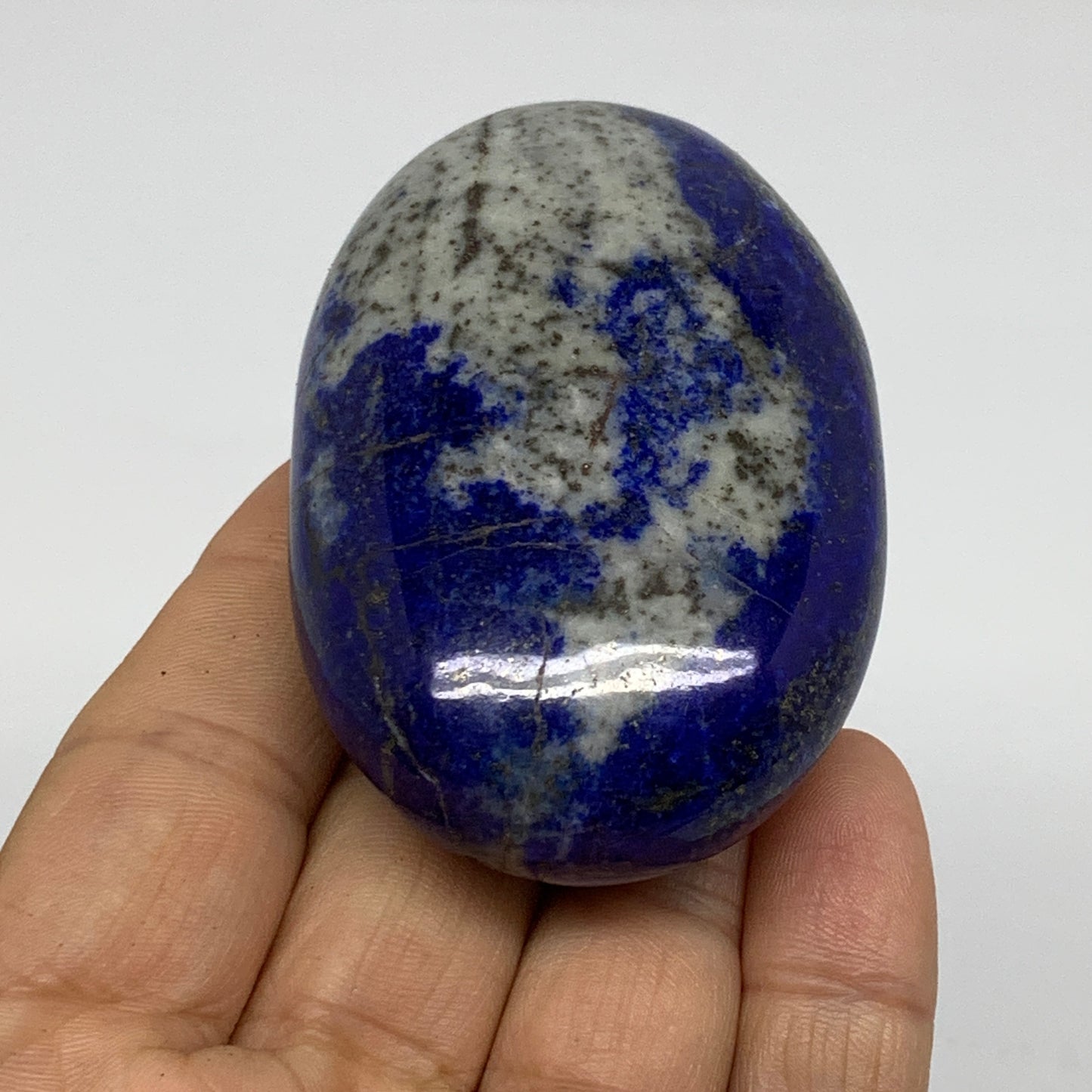 128.5g, 2.7"x1.8"x1", Natural Lapis Lazuli Palm Stone @Afghanistan, B36704