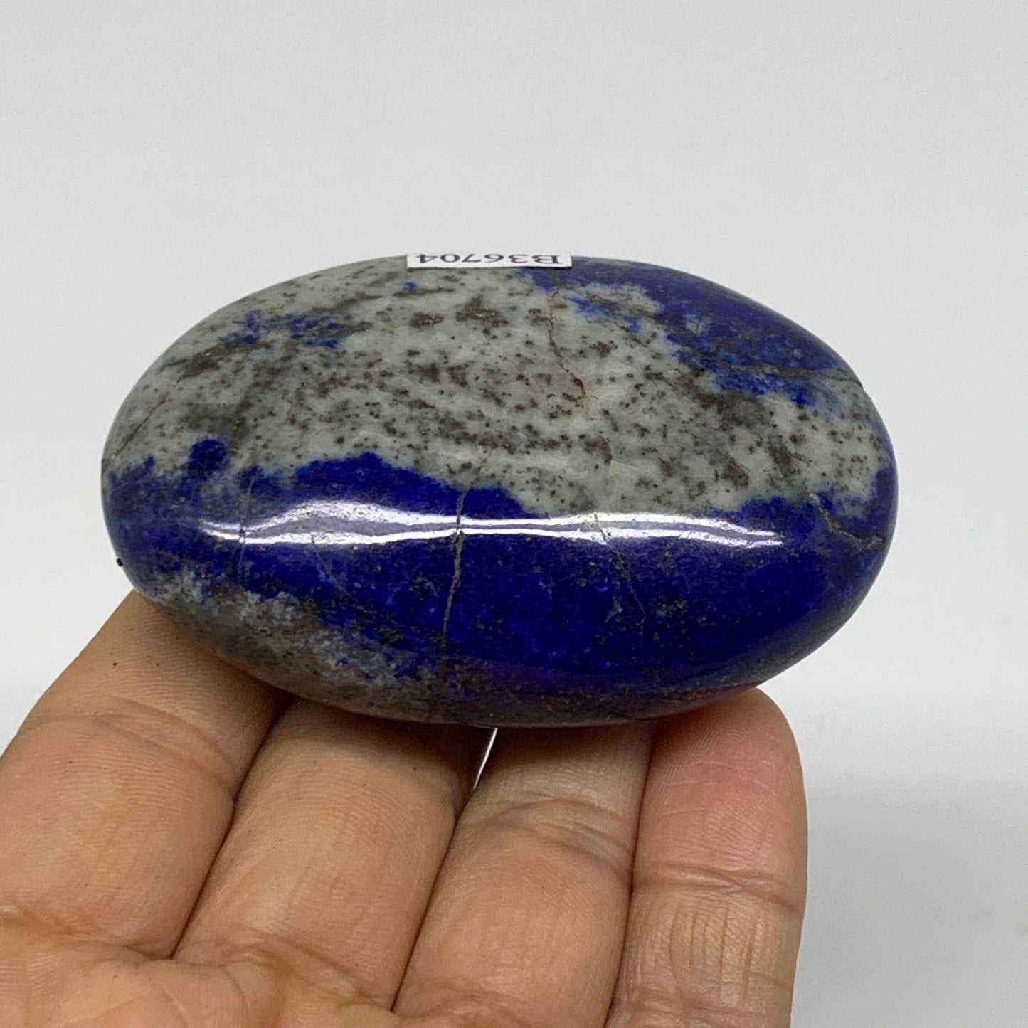 128.5g, 2.7"x1.8"x1", Natural Lapis Lazuli Palm Stone @Afghanistan, B36704