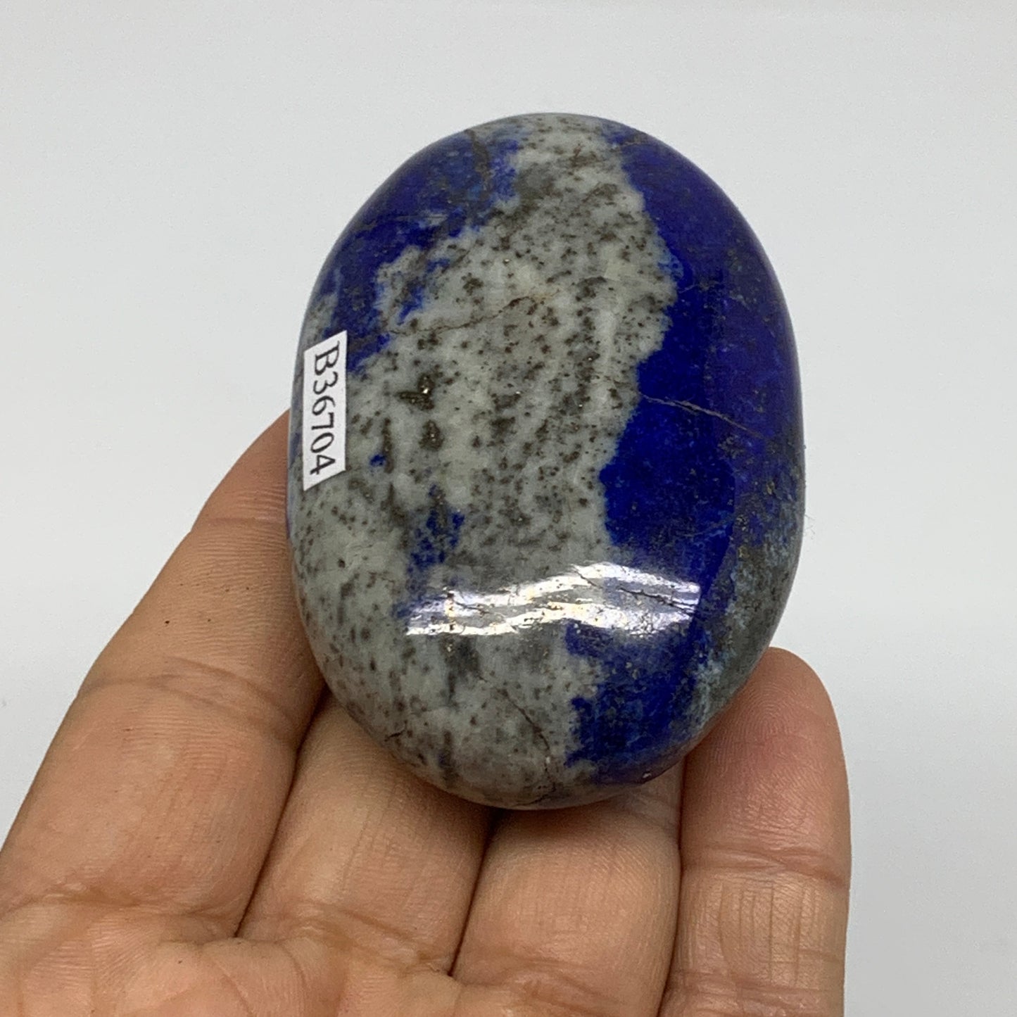 128.5g, 2.7"x1.8"x1", Natural Lapis Lazuli Palm Stone @Afghanistan, B36704