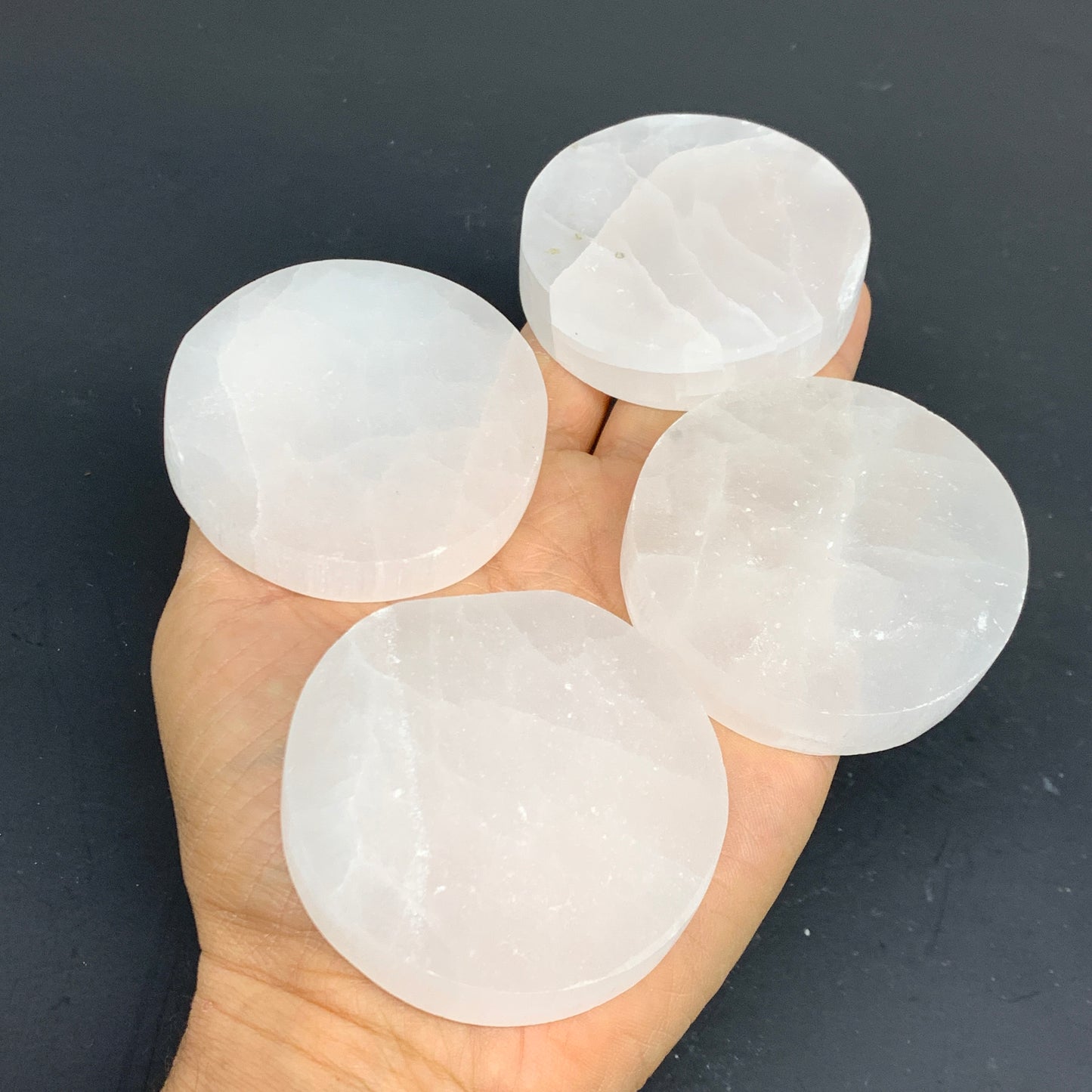 1pcs, 2.4"x0.6, 90g-105g, Selenite Crystal Round Disc Shape, B35984