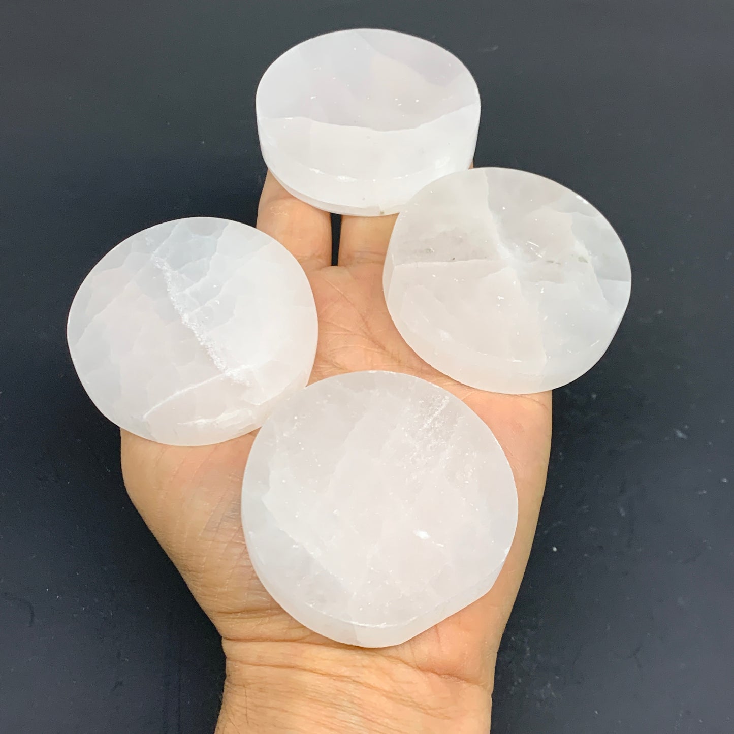 1pcs, 2.4"x0.6, 90g-105g, Selenite Crystal Round Disc Shape, B35984