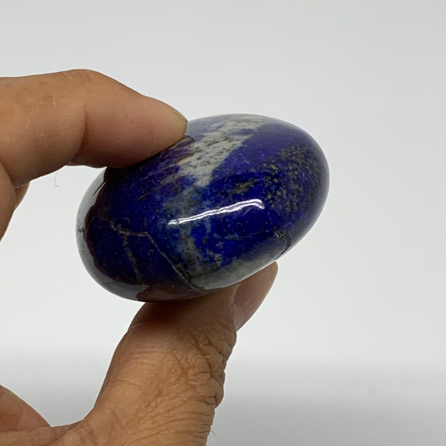 128.5g, 2.7"x1.8"x1", Natural Lapis Lazuli Palm Stone @Afghanistan, B36704