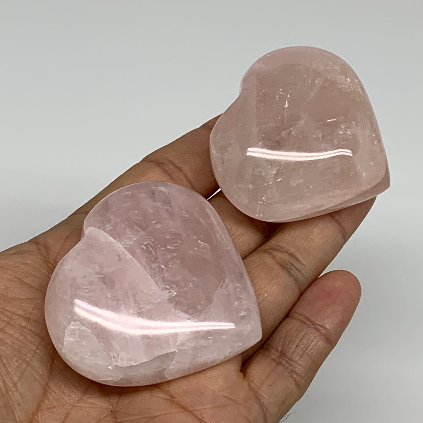 164.5g, 1.9"-2", 2pcs,  Rose Quartz Heart Healing Crystal @Madagascar, B34574