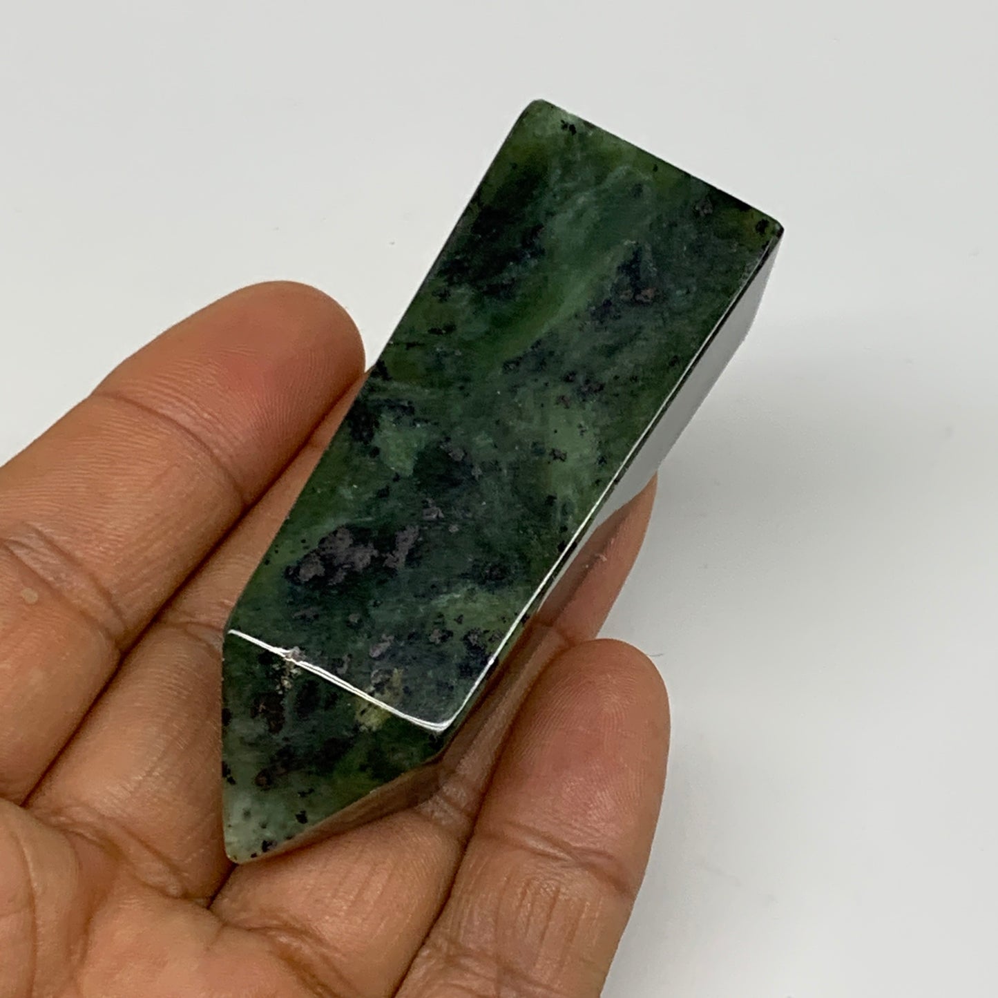 68.5g, 2.7"x1"x0.9", Serpentine Point Tower Obelisk Crystal @Pakistan, B29665