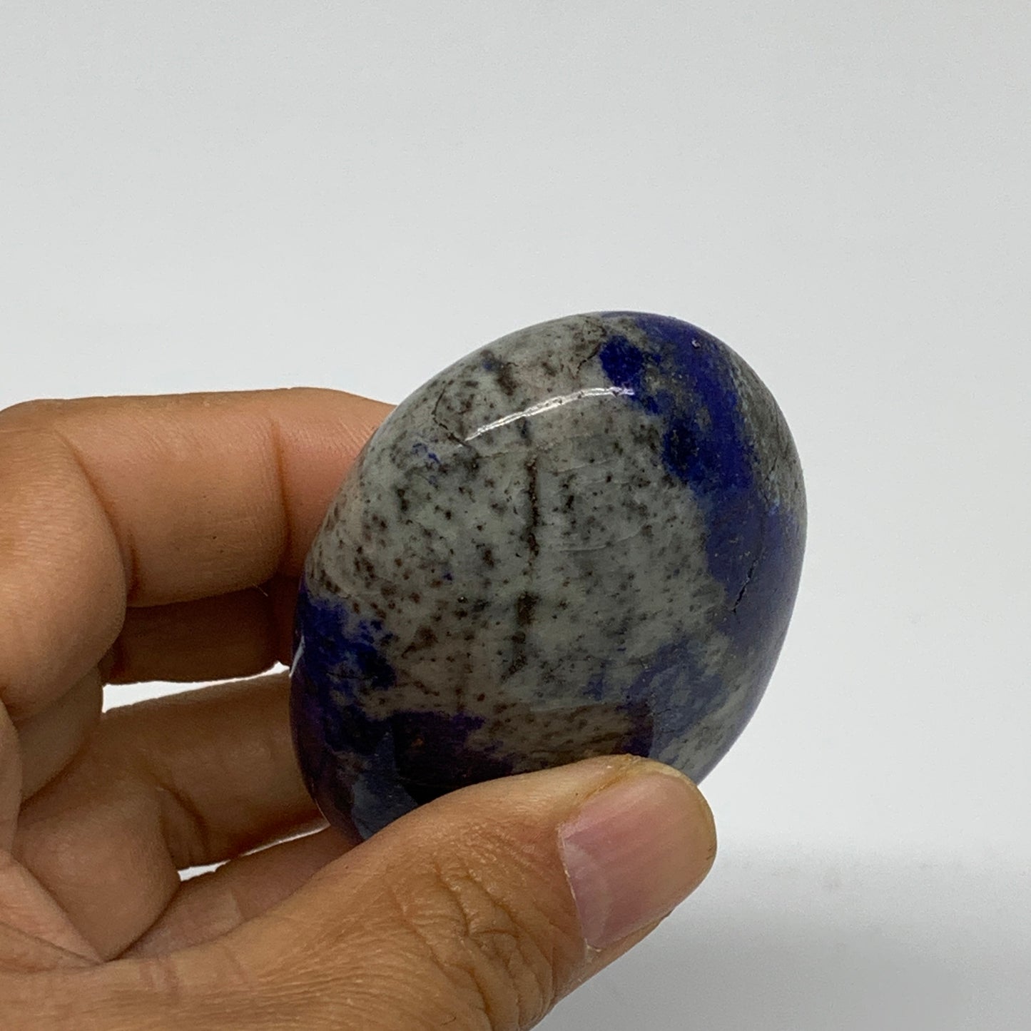 128.5g, 2.7"x1.8"x1", Natural Lapis Lazuli Palm Stone @Afghanistan, B36704
