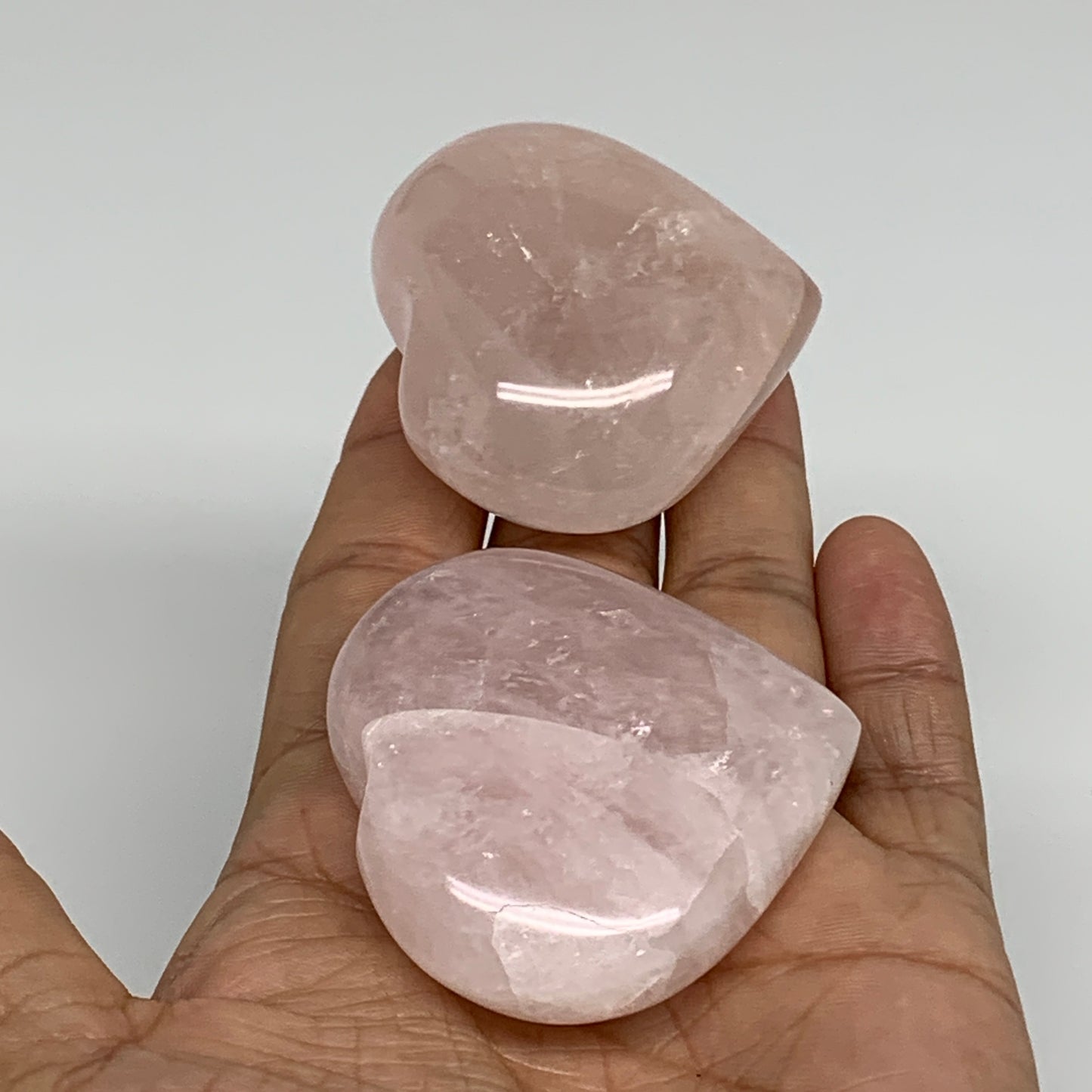 164.5g, 1.9"-2", 2pcs,  Rose Quartz Heart Healing Crystal @Madagascar, B34574