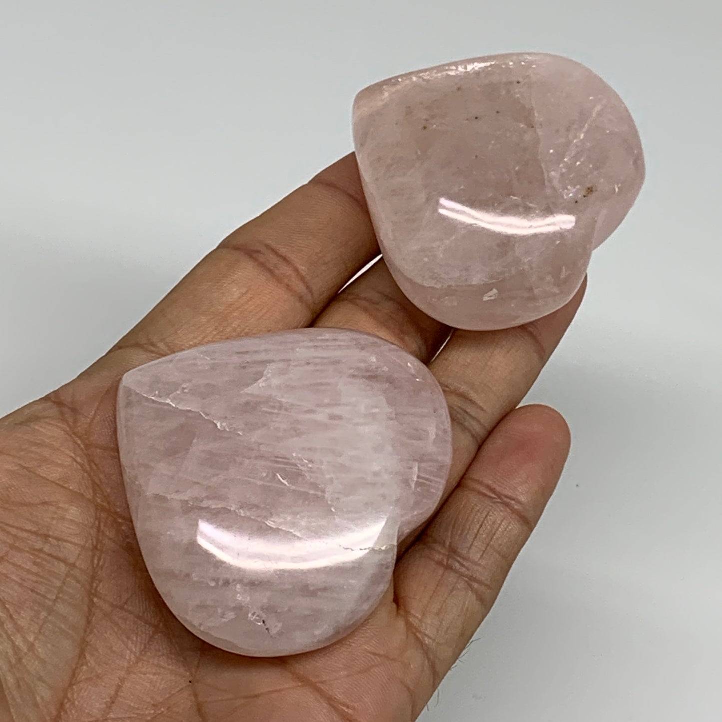 164.5g, 1.9"-2", 2pcs,  Rose Quartz Heart Healing Crystal @Madagascar, B34574