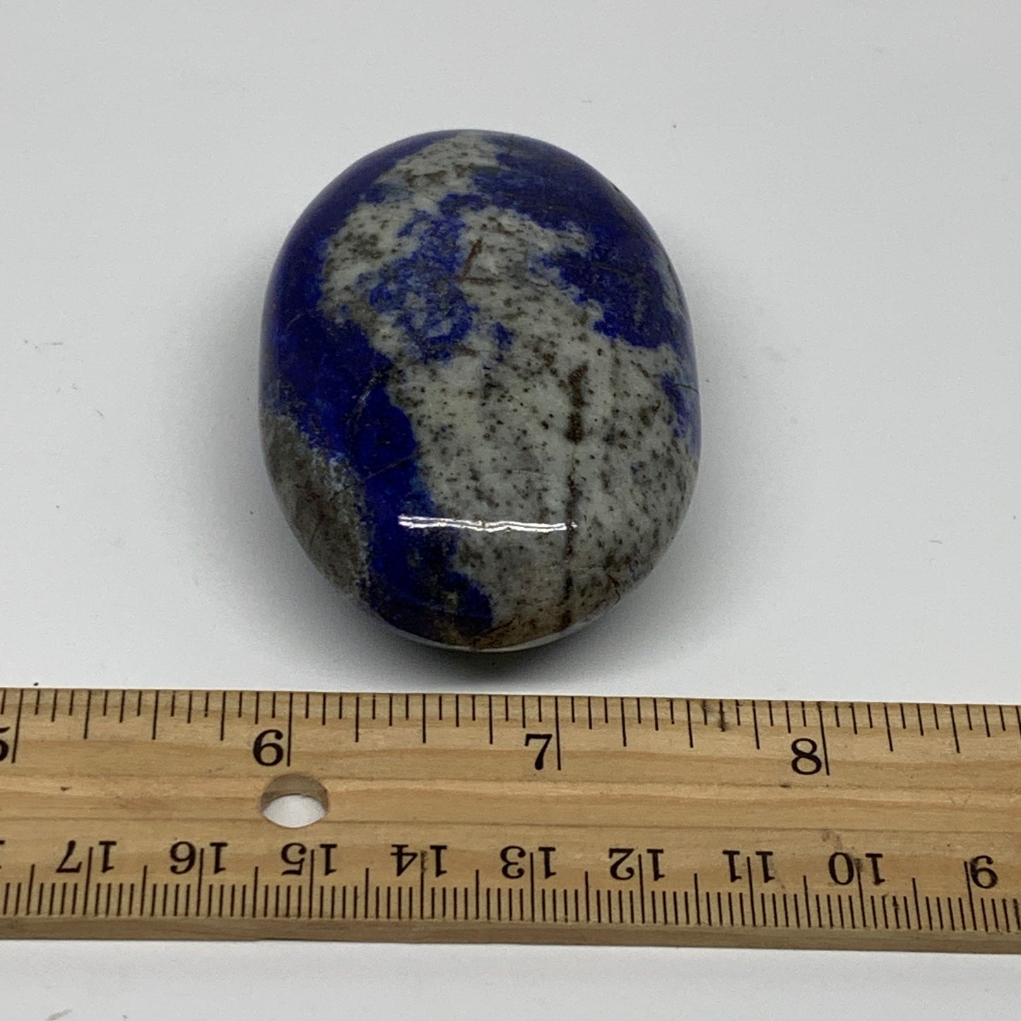 128.5g, 2.7"x1.8"x1", Natural Lapis Lazuli Palm Stone @Afghanistan, B36704