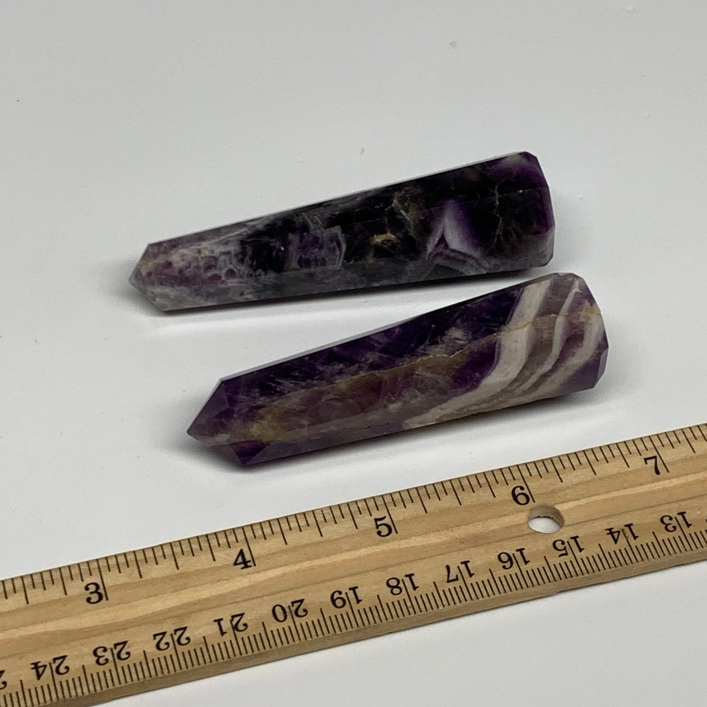 108.6g, 3"-3.2", 2pcs, Natural Amethyst Tower Point Obelisk @Brazil, B31241