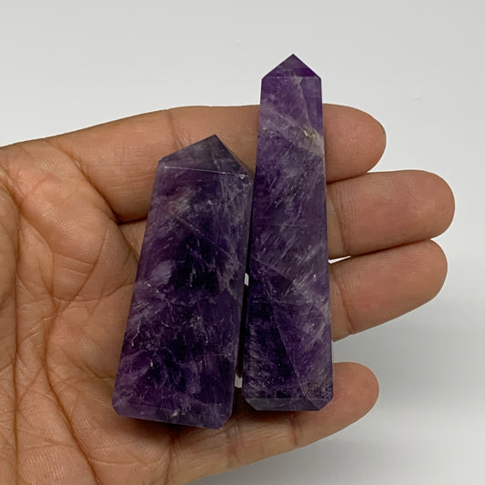 96g, 2.2"-2.7", 2pcs, Natural Amethyst Tower Point Obelisk @Brazil, B31242
