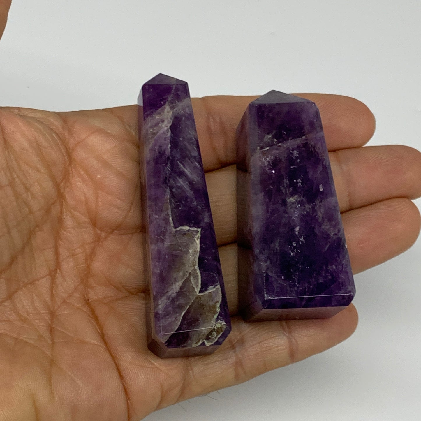 96g, 2.2"-2.7", 2pcs, Natural Amethyst Tower Point Obelisk @Brazil, B31242