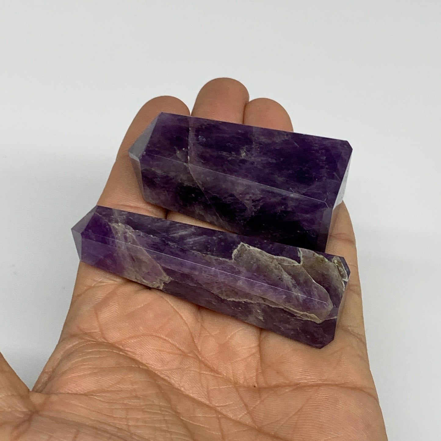 96g, 2.2"-2.7", 2pcs, Natural Amethyst Tower Point Obelisk @Brazil, B31242