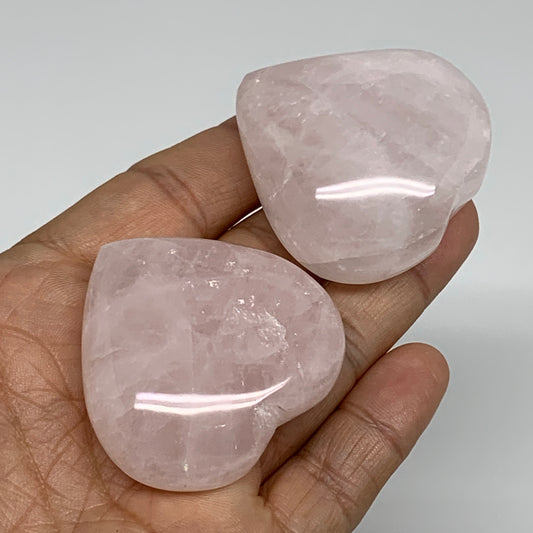 114.9g, 1.7"-1.8", 2pcs,  Rose Quartz Heart Healing Crystal @Madagascar, B34575