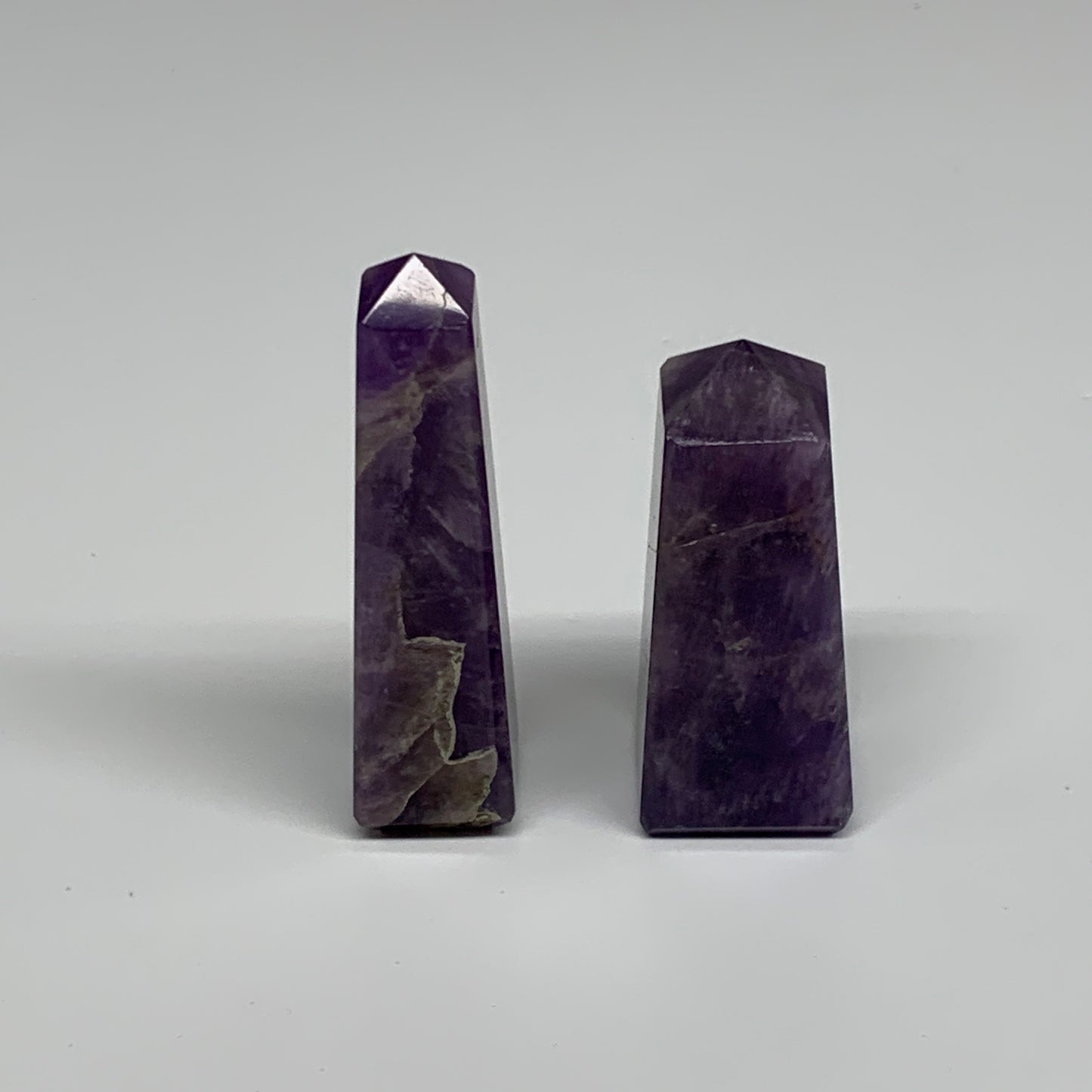 96g, 2.2"-2.7", 2pcs, Natural Amethyst Tower Point Obelisk @Brazil, B31242
