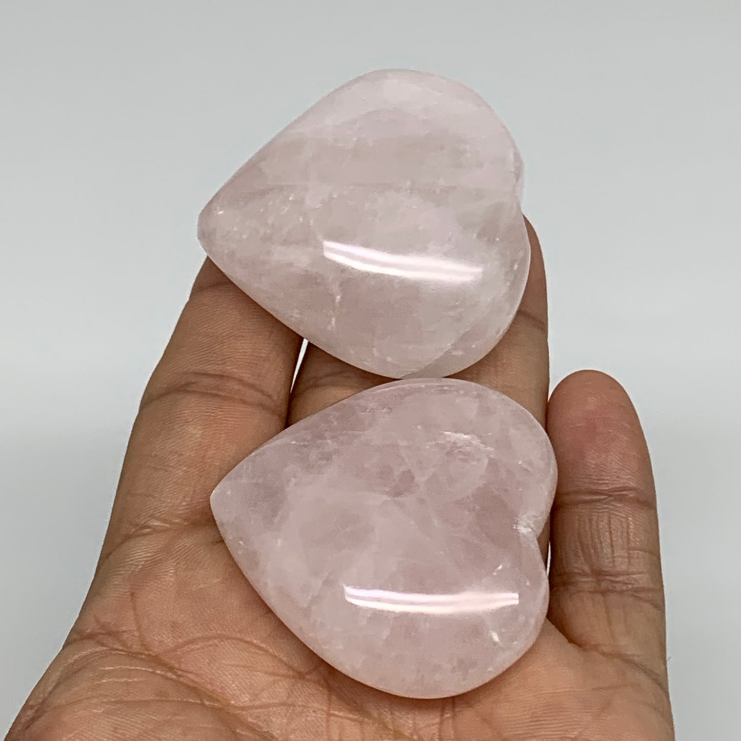 114.9g, 1.7"-1.8", 2pcs,  Rose Quartz Heart Healing Crystal @Madagascar, B34575