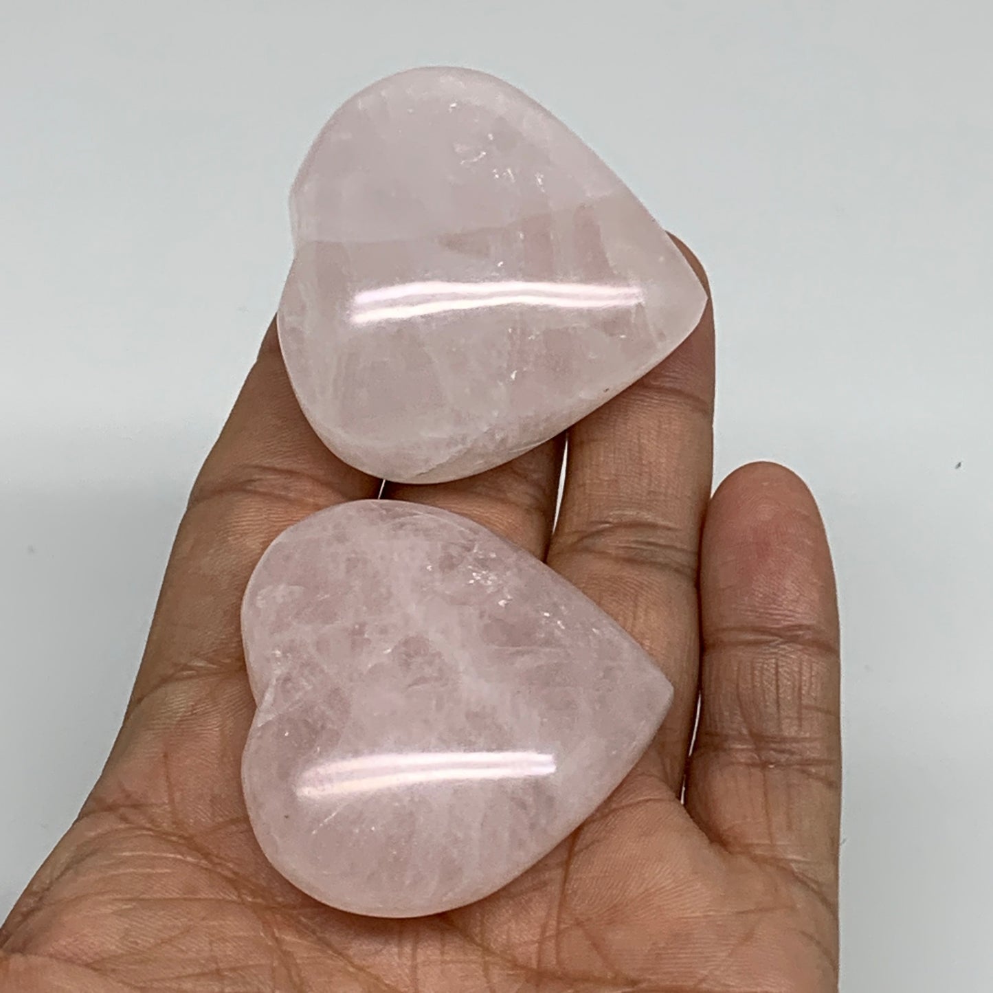 114.9g, 1.7"-1.8", 2pcs,  Rose Quartz Heart Healing Crystal @Madagascar, B34575