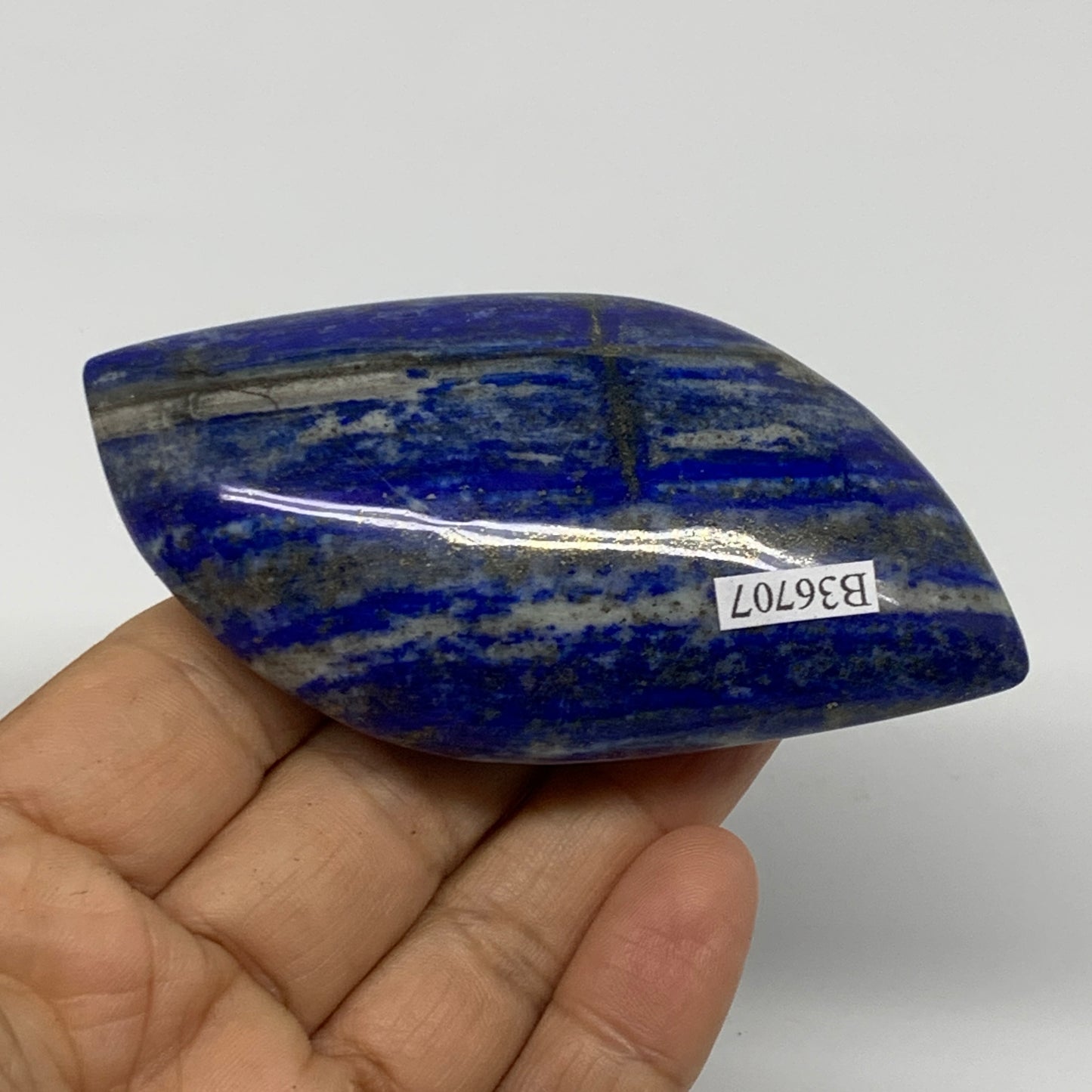 133g, 4"x1.8"x0.9", Natural Lapis Lazuli Palm Stone @Afghanistan, B36707