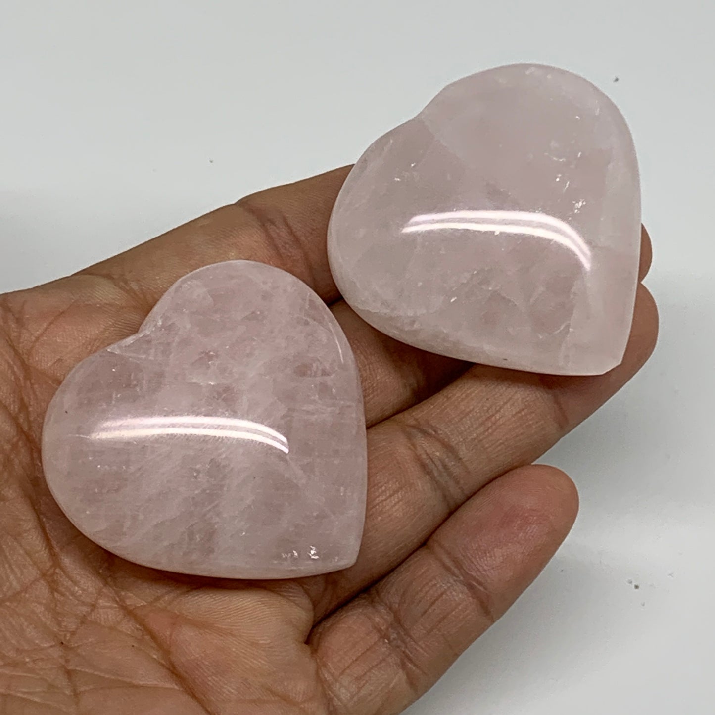 114.9g, 1.7"-1.8", 2pcs,  Rose Quartz Heart Healing Crystal @Madagascar, B34575