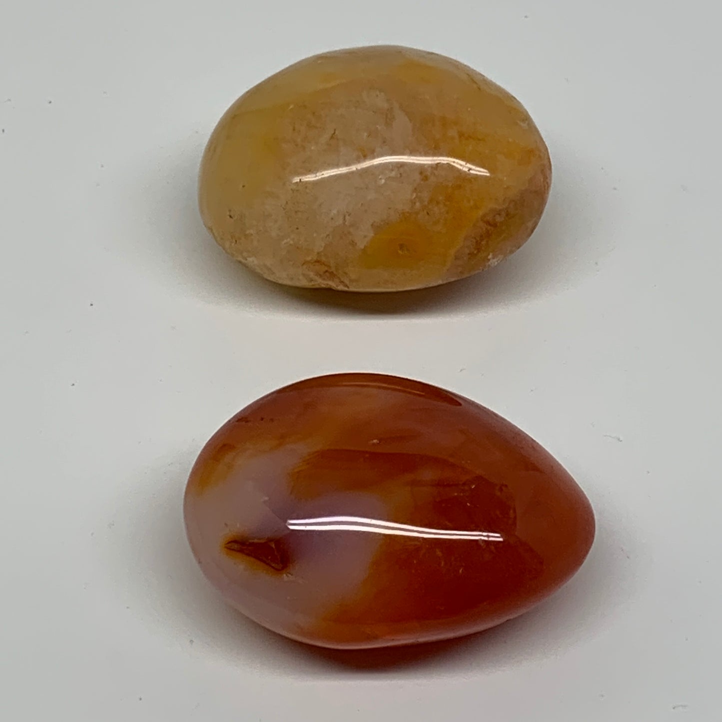 208.3g, 2.2"-2.3", 2pcs, Red Carnelian Palm-Stone Gem Crystal Polished, B37612