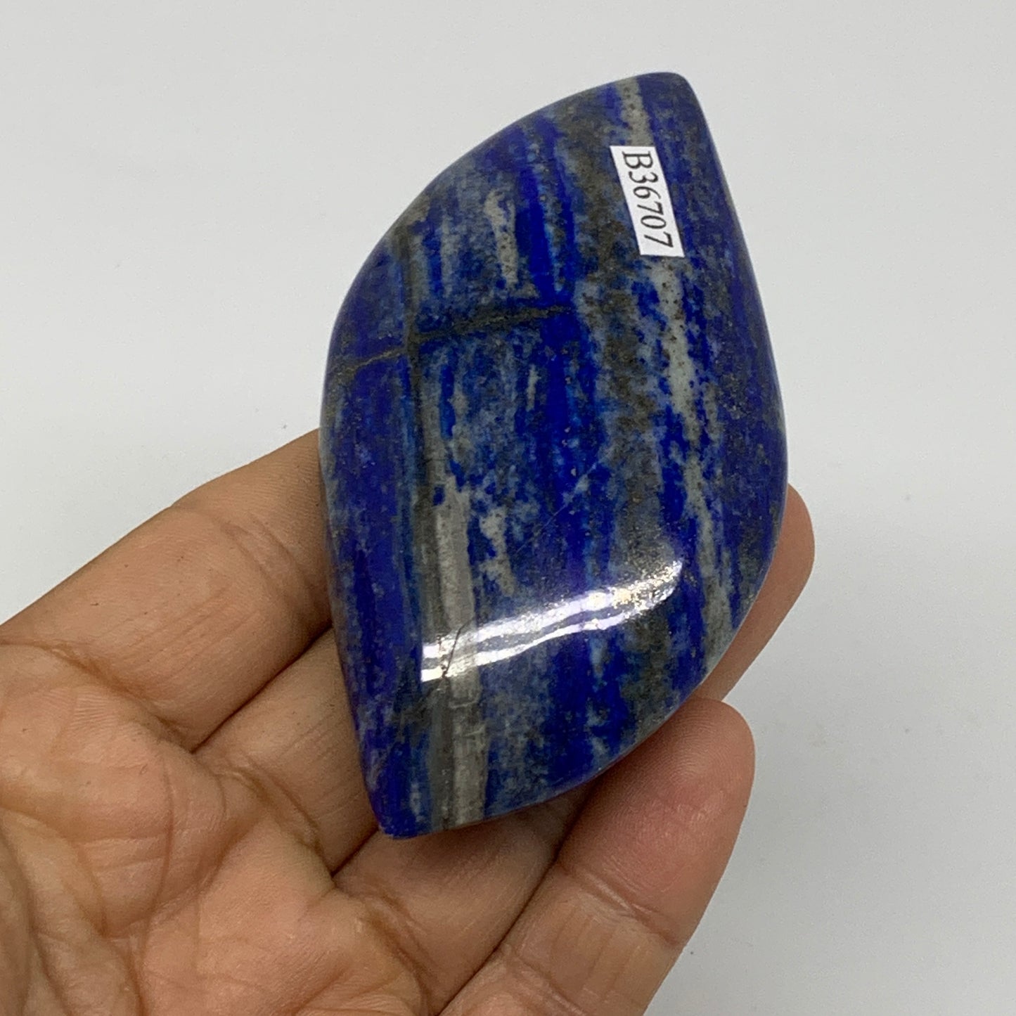 133g, 4"x1.8"x0.9", Natural Lapis Lazuli Palm Stone @Afghanistan, B36707