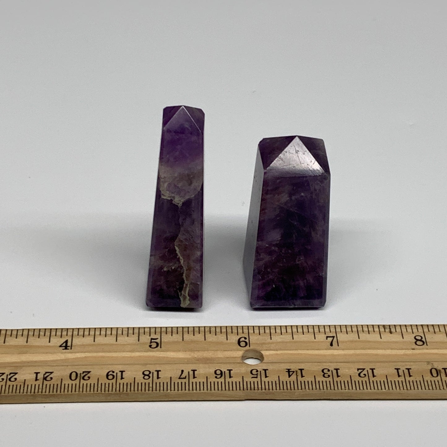 96g, 2.2"-2.7", 2pcs, Natural Amethyst Tower Point Obelisk @Brazil, B31242