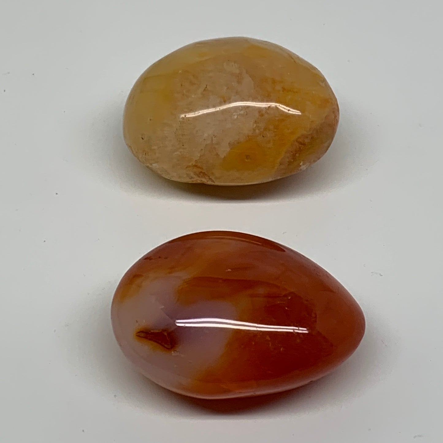 208.3g, 2.2"-2.3", 2pcs, Red Carnelian Palm-Stone Gem Crystal Polished, B37612