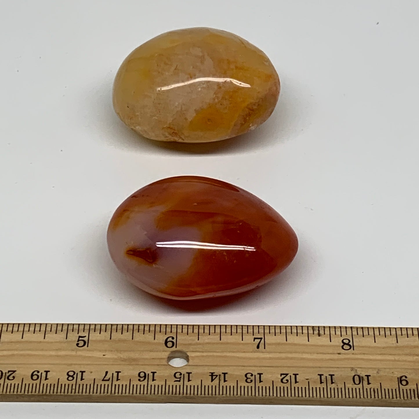 208.3g, 2.2"-2.3", 2pcs, Red Carnelian Palm-Stone Gem Crystal Polished, B37612