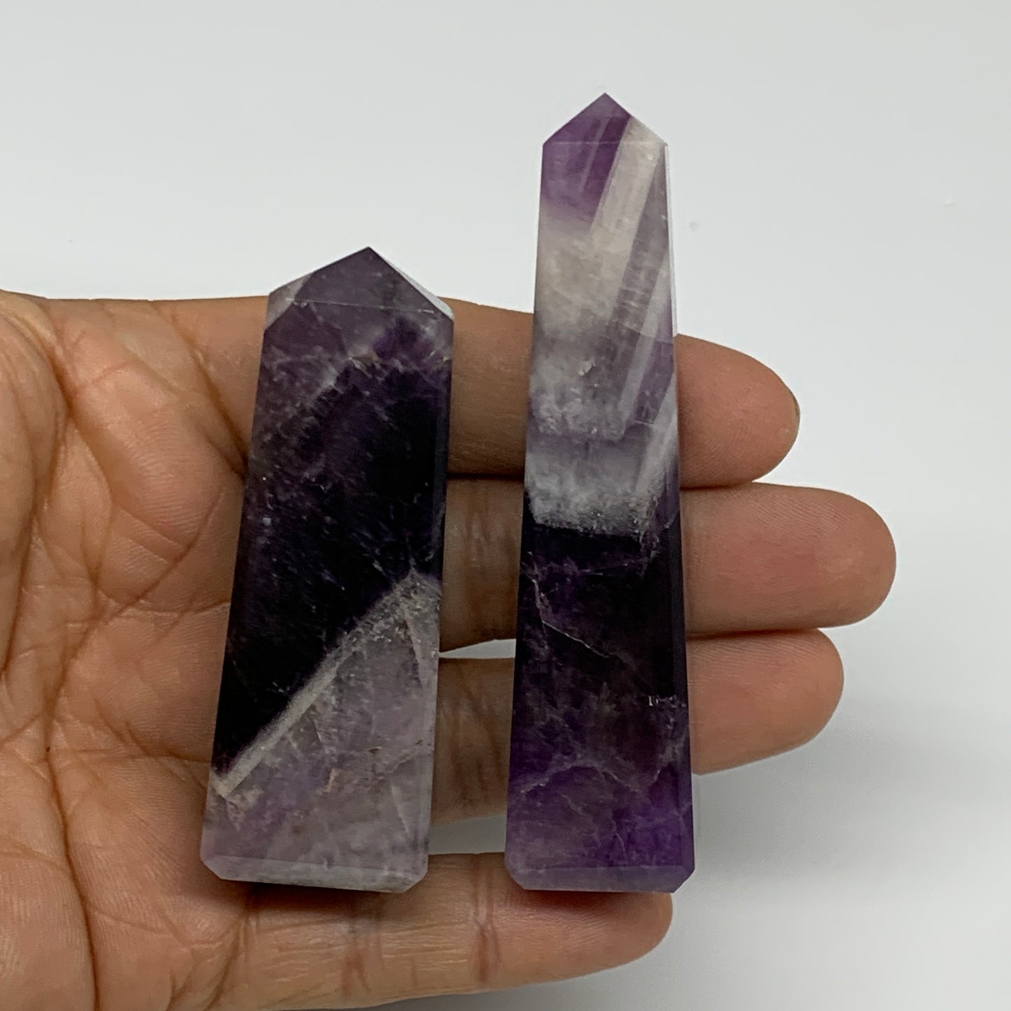 118g, 2.5"-3.2", 2pcs, Natural Amethyst Tower Point Obelisk @Brazil, B31243