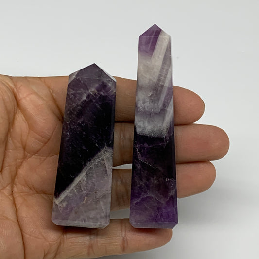 118g, 2.5"-3.2", 2pcs, Natural Amethyst Tower Point Obelisk @Brazil, B31243