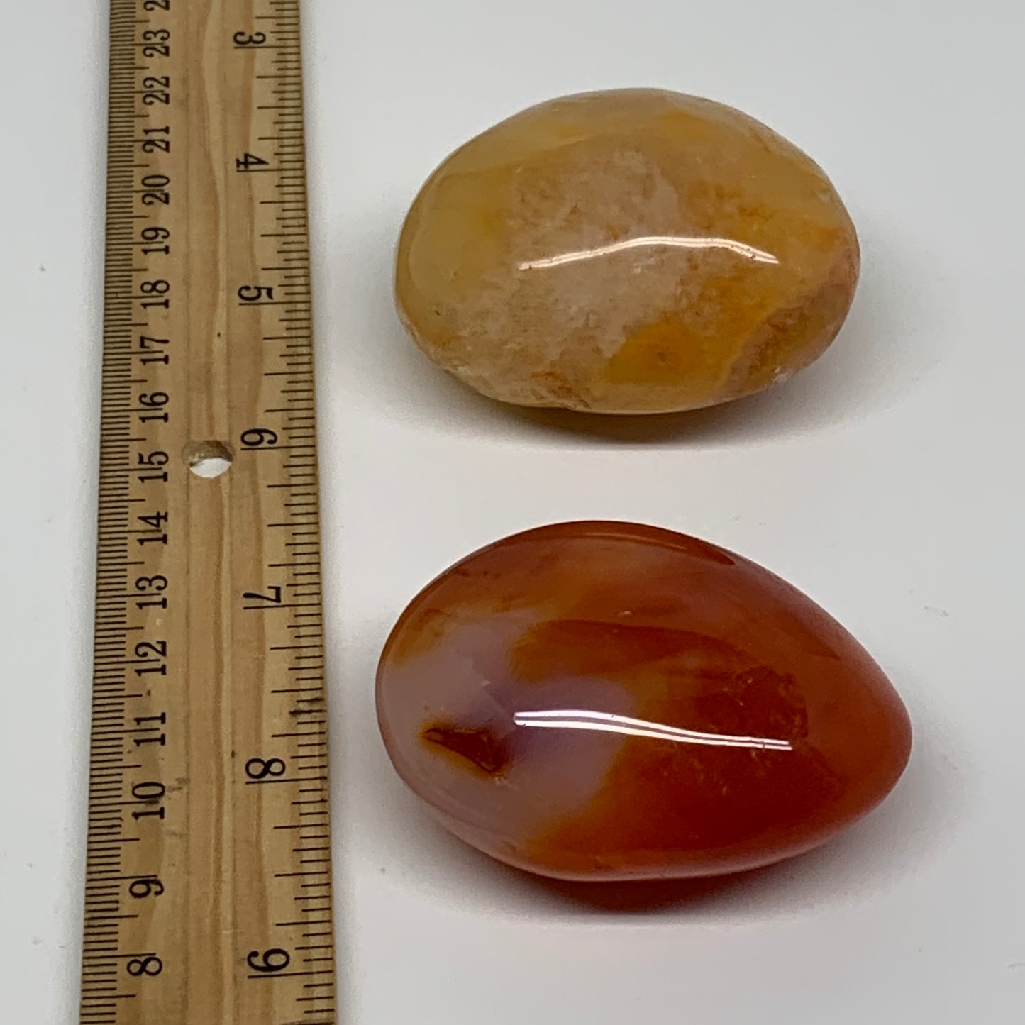 208.3g, 2.2"-2.3", 2pcs, Red Carnelian Palm-Stone Gem Crystal Polished, B37612